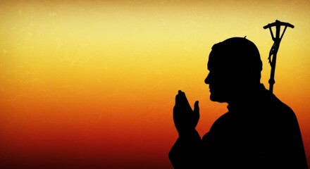 St. John Paul II Feast banner background, papal silhouette on glowing gradient 