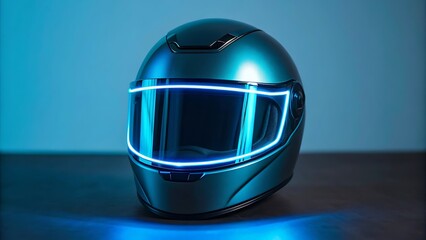 motorbike helmet glowing cyberpunk visor