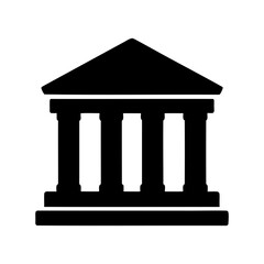 Classic architectural building facade represented by black vector image icon