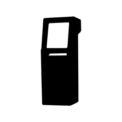 Black silhouette of a selfservice kiosk, isolated on a white background