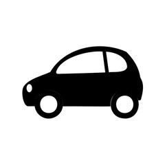 Silhouette of a Small Car with a Curvy Design on a White Background