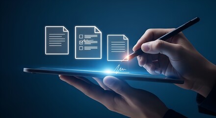 Securely digitally sign important documents on tablet for modern business efficiency and contract approval