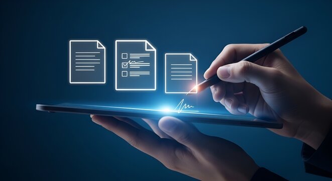 Securely digitally sign important documents on tablet for modern business efficiency and contract approval
