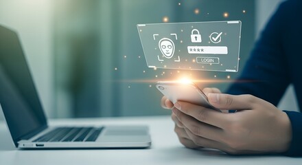 Securely login using facial recognition on your smartphone for advanced data protection and modern authentication.