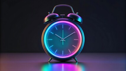 clock projecting neon futuristic holographic time