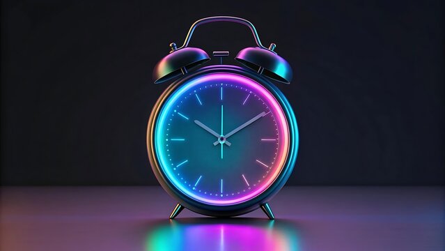 clock projecting neon futuristic holographic time