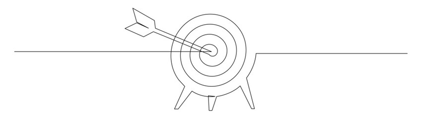 Target with arrow, single line drawing, achievement