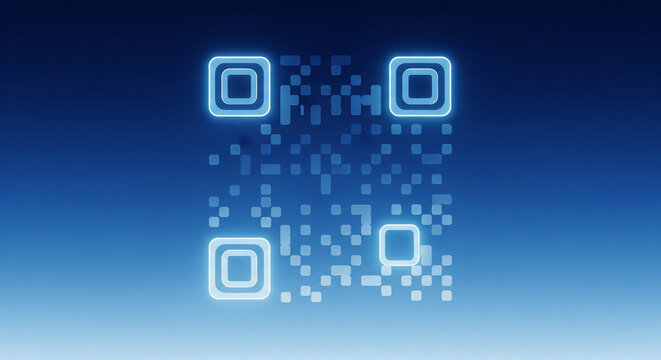 digital qr technology  white and blue colour  - Powered by Adobe