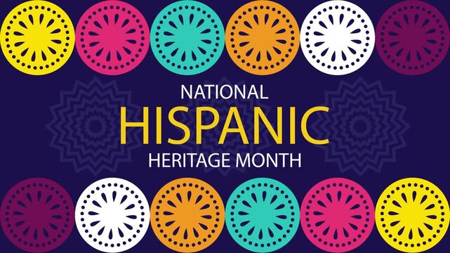 Hispanic heritage month Papel Picado pattern animated video, perforated paper on blue background 4K resolution