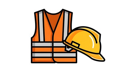 Essential safety gear for construction workers a high-visibility vest and protective hard hat ready for any job site