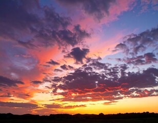 Fototapeta premium Dramatic sunset sky with vibrant clouds (1)