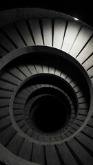 A Surreal Spiral Staircase Descending Endlessly into Darkness