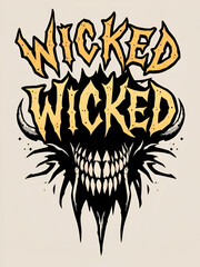 Wicked text typography hardcore metal style collection illustration vector clip art poster element t shirt design editable