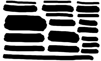 set of black and white paint strokes