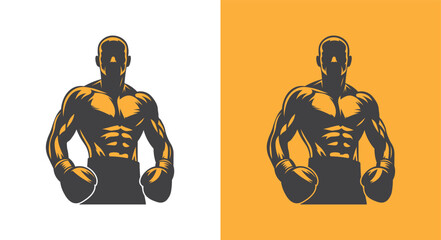 Dynamic boxer silhouette artwork perfect for sports graphics. Boxing athlete punching pose silhouette for creative projects.