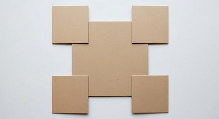 Obraz premium Minimalist Square Blocks Composition on White Background Creating Frame
