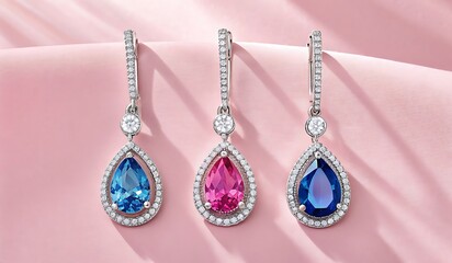 Trio of Pear- Shaped Gemstone Drop Earrings jewelry