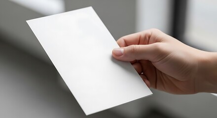 Obraz premium Presenting white paper held by human hand under soft diffused light