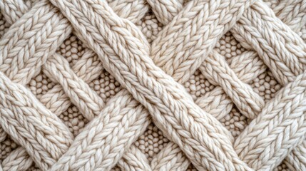 Close-up Knitted Beige Fabric Texture