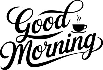 Good Morning Handwritten Calligraphy Typography for Inspirational Quotes and Designs