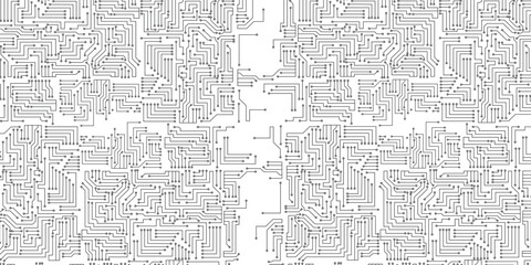 Seamless circuit board. Digital technology electrical scheme printed motherboard computer chip electronic equipment pattern vector texture. 