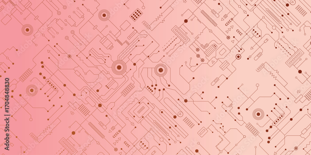 Poster abstract circuit board technology connected lines. vector