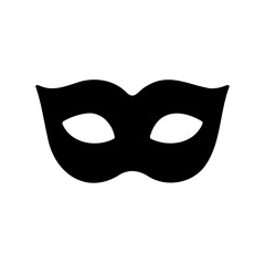 Minimalist Black Carnival Mask Illustration on White Background for Costume Parties