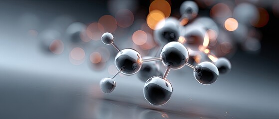 A close-up, artistic representation of molecular structures with glowing elements, highlighting scientific themes and modern design.