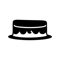 Black and white illustration of a two layer cake with icing detail