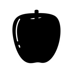 Minimalist black and white silhouette image of a delicious looking apple, healthy fruit