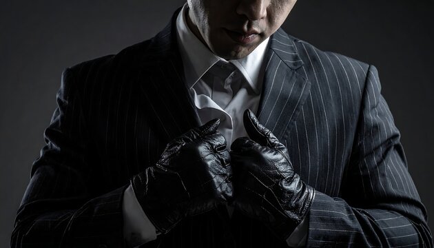 Serious man in pinstriped suit