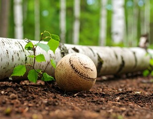 Beige orb nestled in forest soil