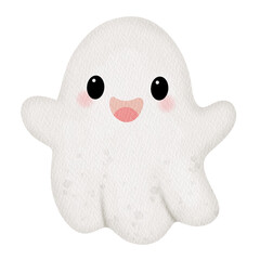 Watercolor cute Halloween little ghost.