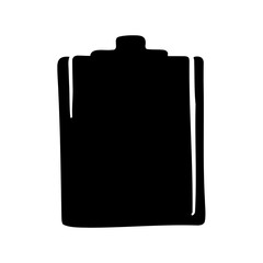 Black and white illustration of a simple battery with outlined edges