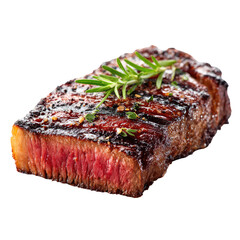 Grilled steak isolated on transparent background cutout