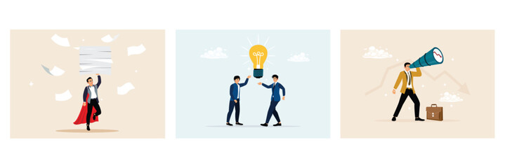 Office workers complete many tasks, collaborate and brainstorm, analyze the stock market.