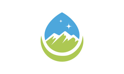 Mountain Peak Water Drop Logo