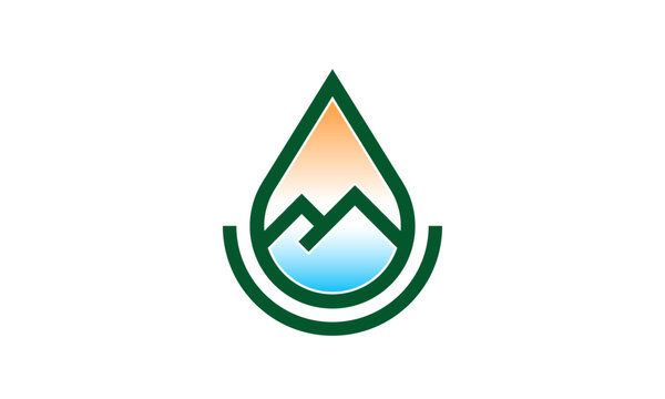Mountain Peak Water Drop Logo
