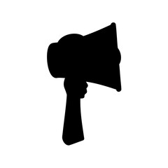 Silhouette of a hand holding a megaphone for announcements or promotions
