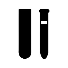 Two black test tubes, one with a rounded bottom and one conical