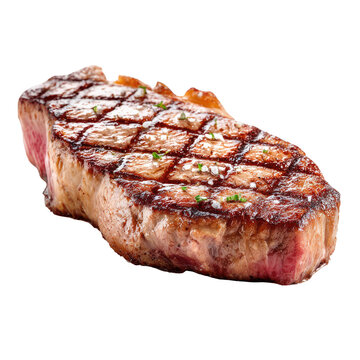 Grilled steak isolated on transparent background cutout