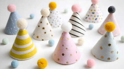 Obraz premium Fun and Festive Background with Party Hats and Stars