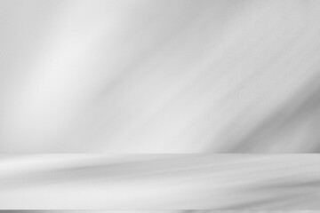Wall interior background, studio and backdrops show products.with shadow from window color white and grey. background for text insertion and presentation product	