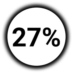 27% discount and  percent black and white round icon