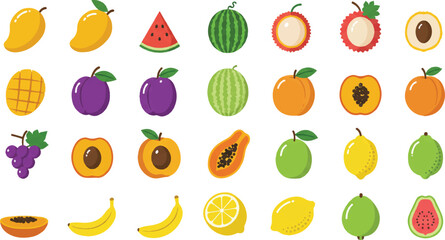 Vibrant assortment of fresh, delicious fruits, ready to eat, perfect for healthy recipes or a summertime snack, full of vitamins and natural sweetness