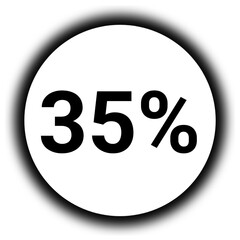 35% discount and  percent black and white round icon