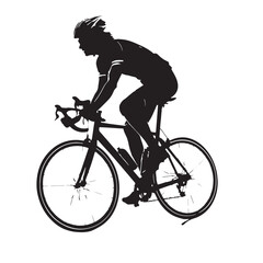Black road cycling Silhouette Vector, High Quality Illustration on White Background