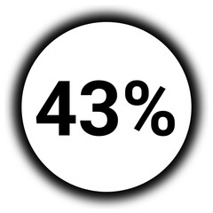 43% discount and  percent black and white round icon