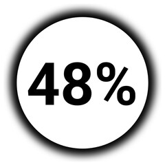 48% discount and  percent black and white round icon