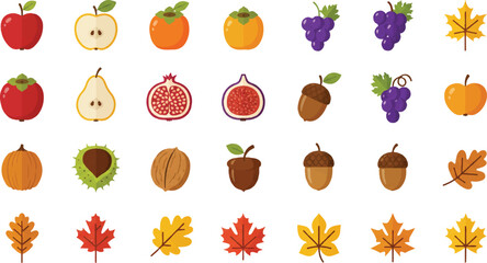 Fall harvest bounty of seasonal fruits and nuts, a celebration of autumn's abundance and fresh flavors, perfect for culinary designs and autumnal themes